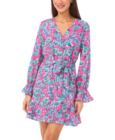 CeCe Women's V-Neck Long-Sleeve Dress