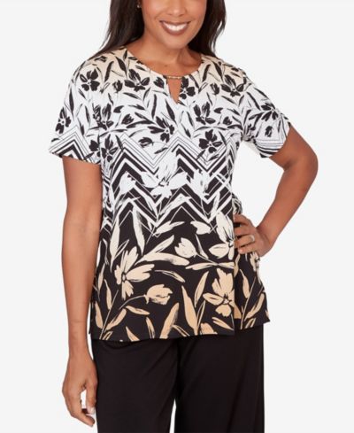 Женский топ Alfred Dunner Petite Chevron Floral Ombre Print