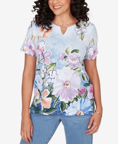 Женский топ Alfred Dunner Petite Artisan Floral Split Neck