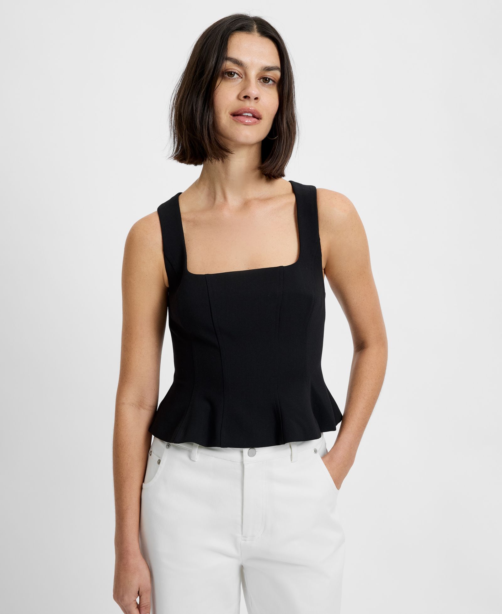 French Connection Women's Azra Square Neck Sleeveless Peplum Top