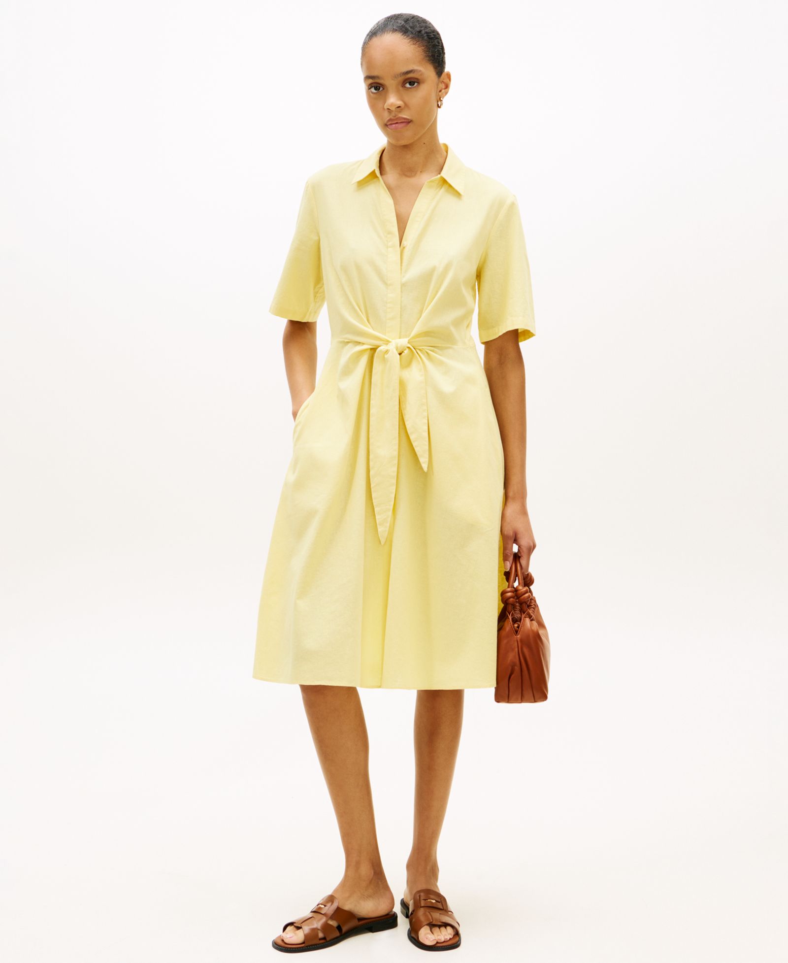 Tommy Hilfiger Women's Linen Belted Midi Dress