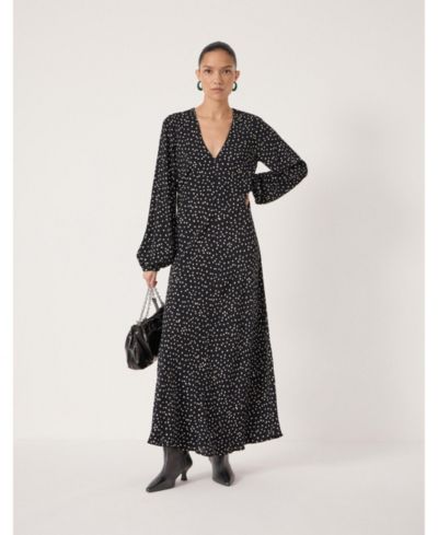 Hush Women's V-Neck Long Sleeve Crepe Dress