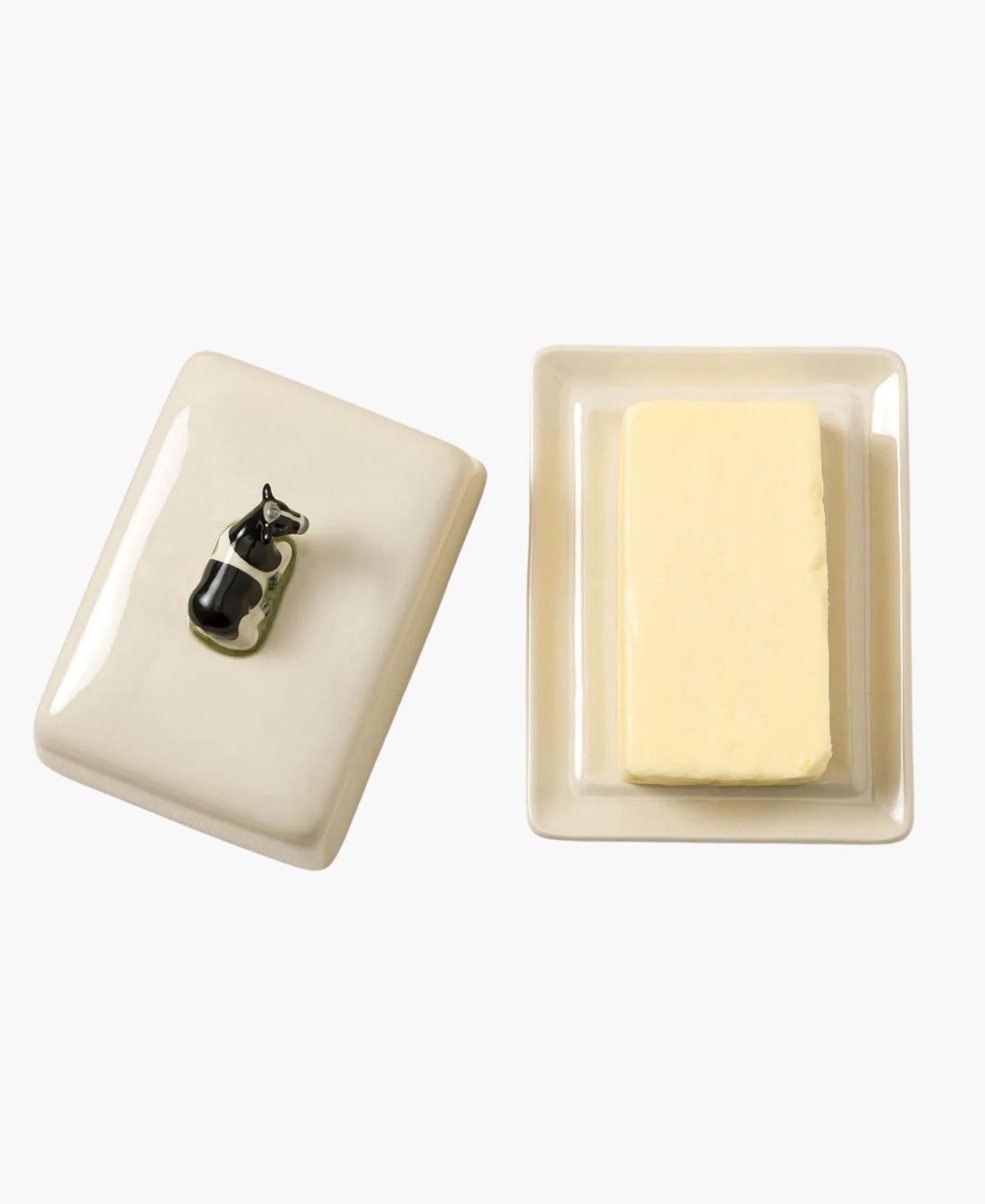 Uncommon Goods Cow Stoneware Covered Butter Dish