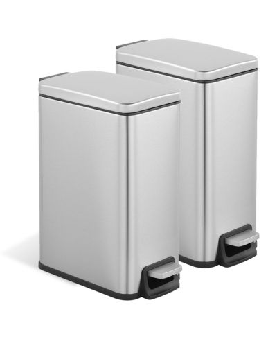 MEGA CASA 1.6 Gallon Rectangular Step-on Trash Can Set