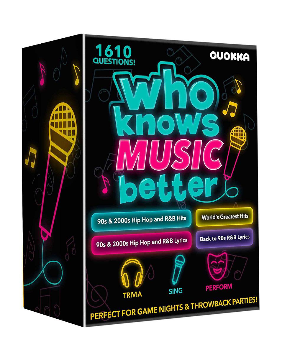 QUOKKA Настольная игра Who Knows Music Better? 1610 вопросов для викторины, набор из 4 штук