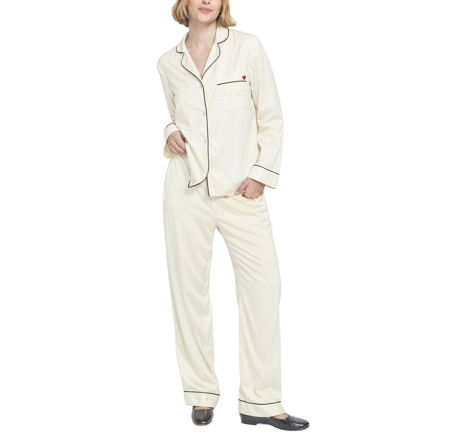 ELLE Collection Women's Satin PJ Set Long Pajama
