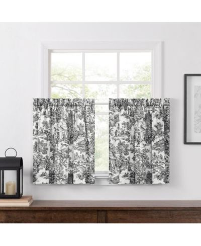 Ellis Curtain Victoria Park Toile Room Darkening Window Rod Pocket Pair Set With 2 Tiers - 2-Piece