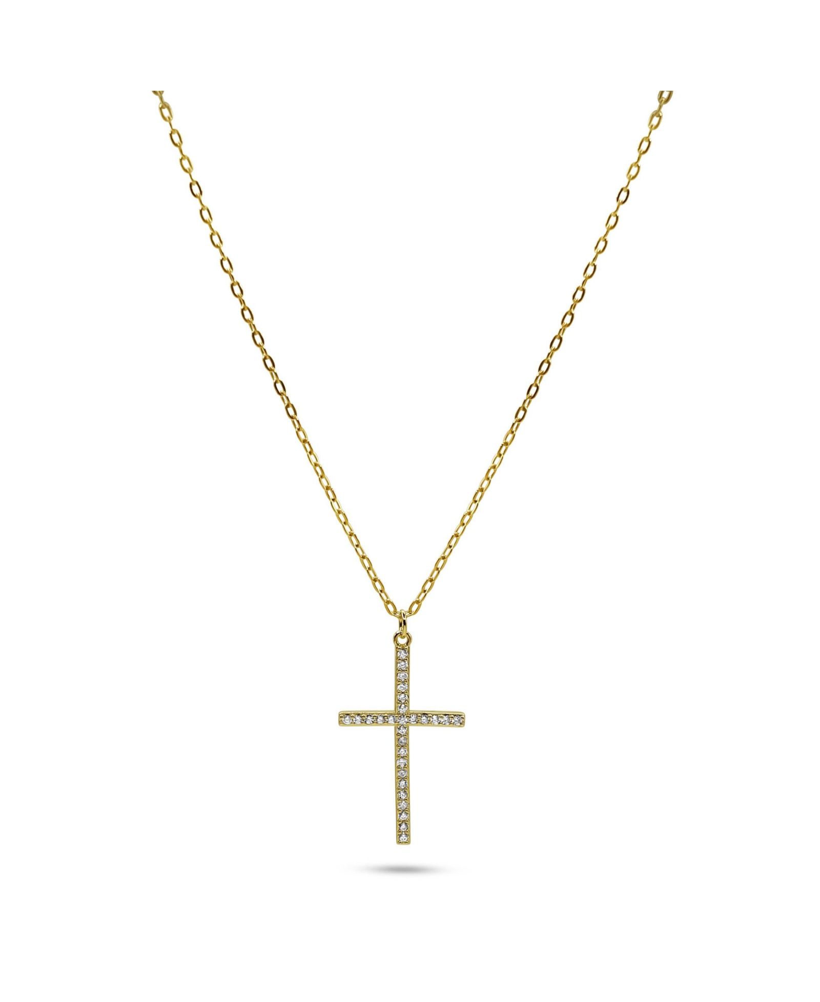 Золотая подвеска Bowood Lane 14k Gold Filled Cubic Zirconia Cross Necklace