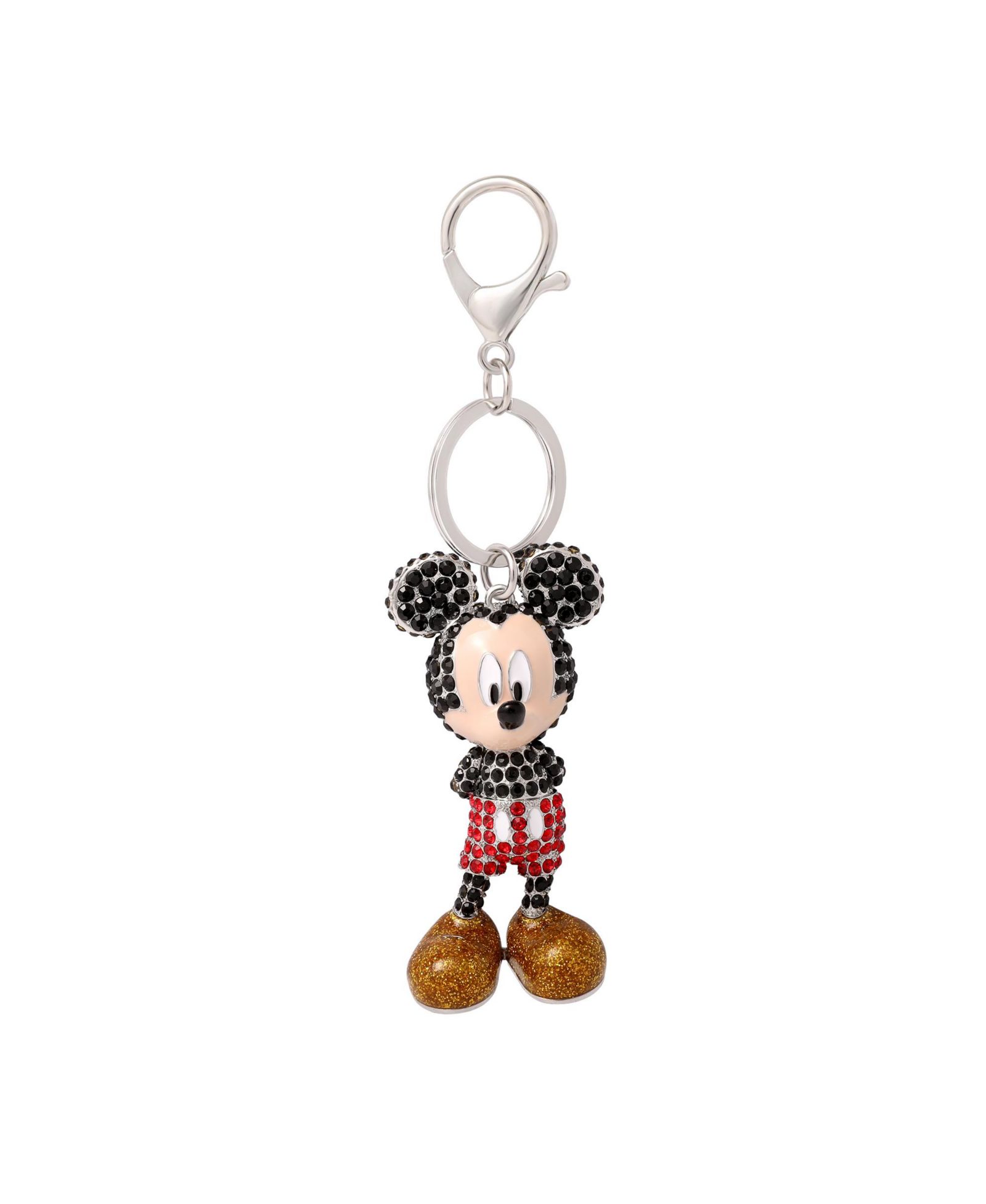 Disney Mickey Mouse Crystal Pave Bag Charm Keychain - Officially Licensed