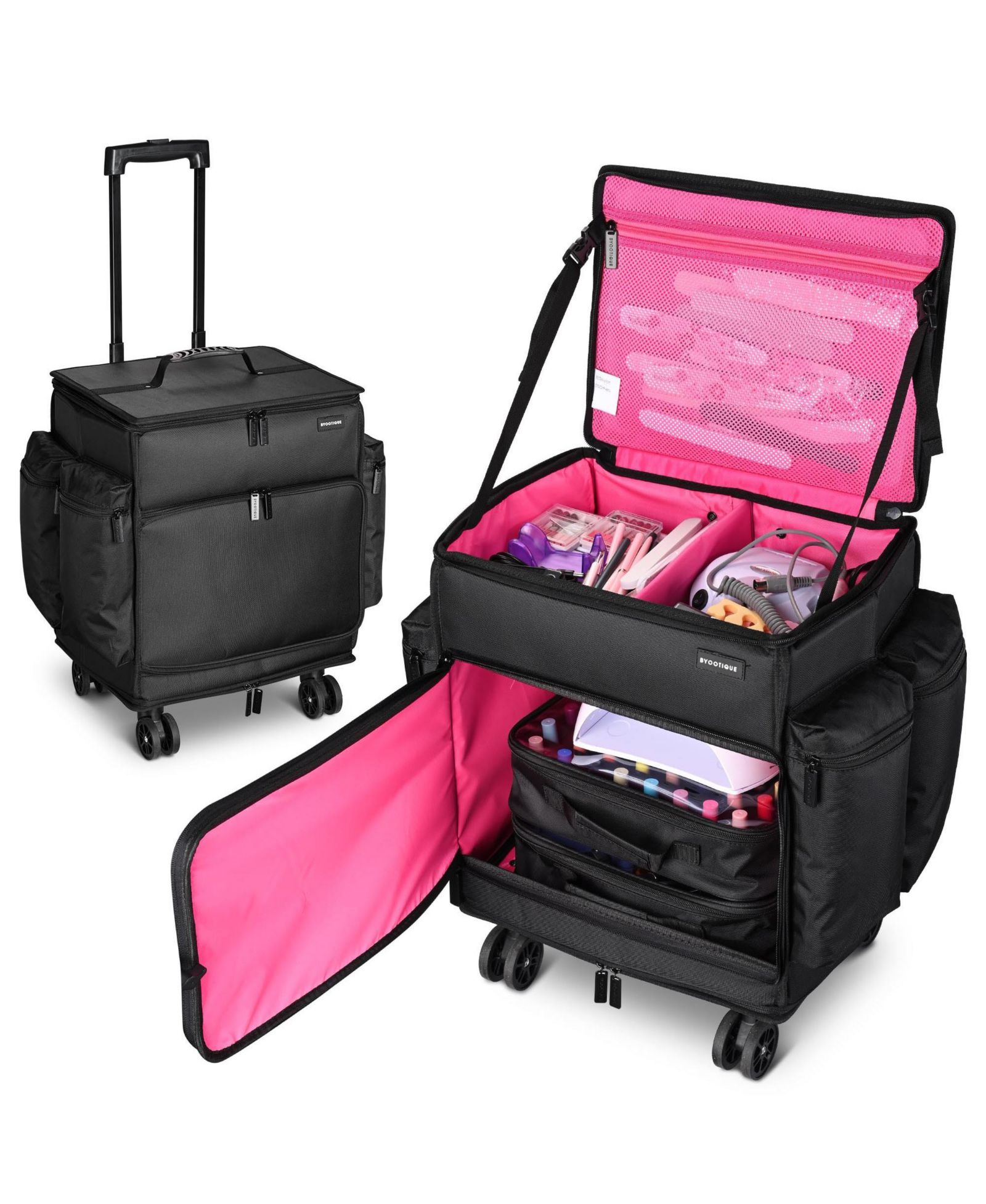 Byootique Rolling Nail Polish Organizer Manicure Storage Case Makeup Trolley
