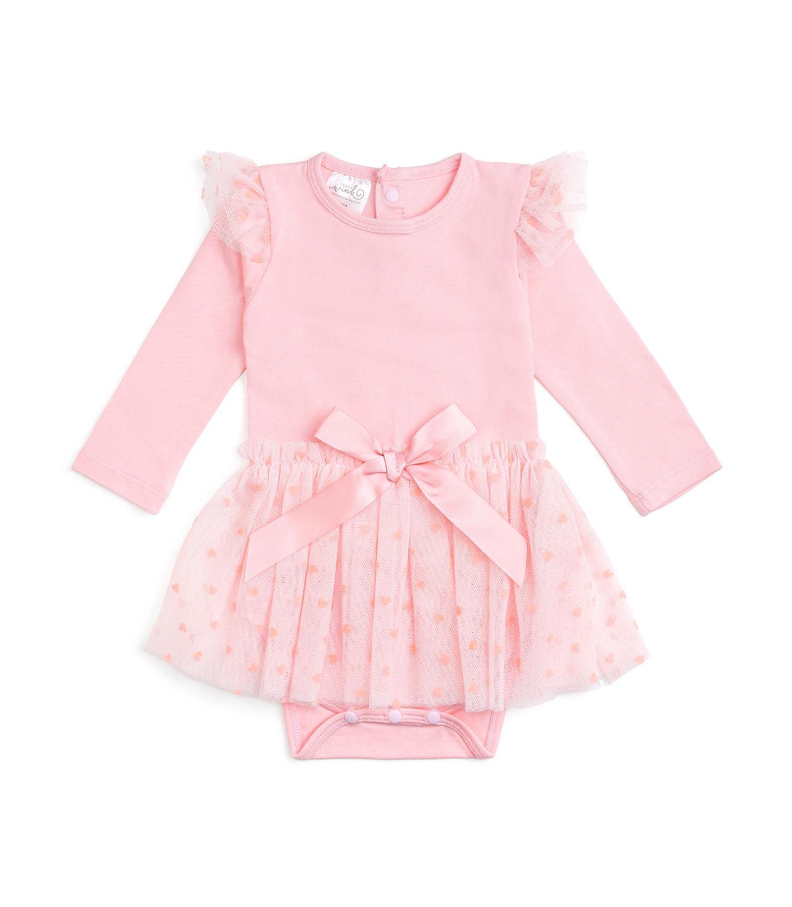 Детский боди Sweet Wink Baby Girls Flocked Heart Tiered Long Sleeve Tutu