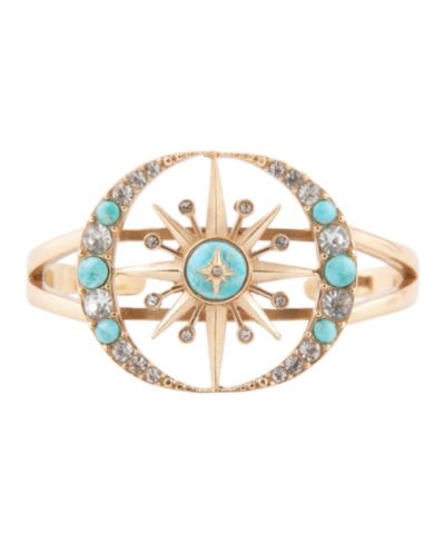 Barse Celestial Blue Turquoise Golden Cuff Bracelet