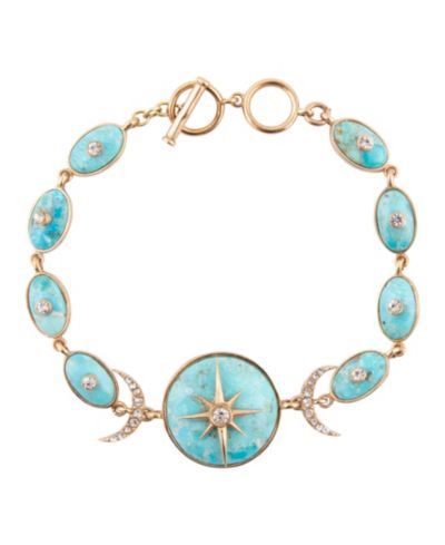 Barse Celestial Blue Turquoise Golden Link Bracelet