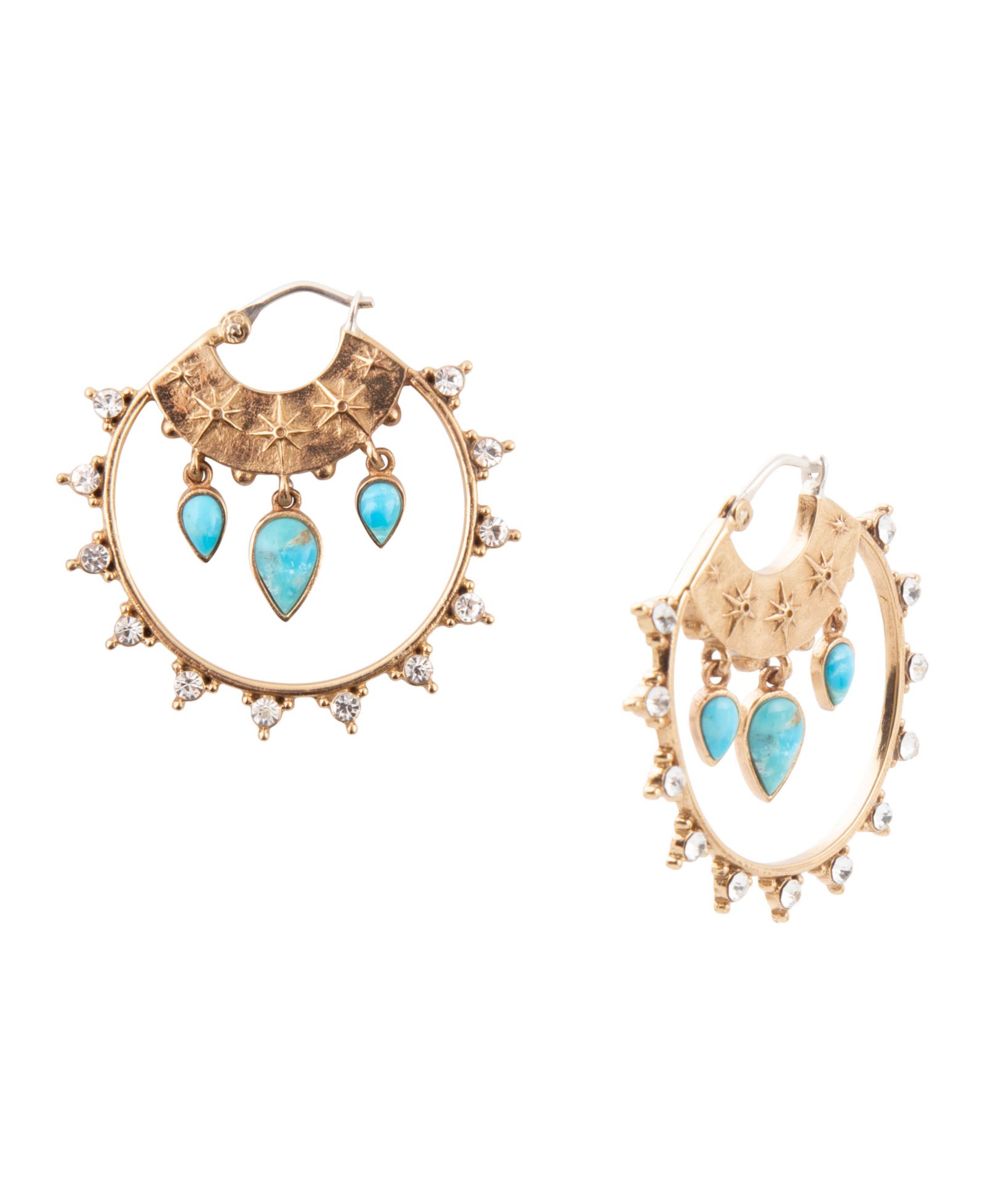 Barse Celestial Blue Turquoise Golden Hoop Earrings