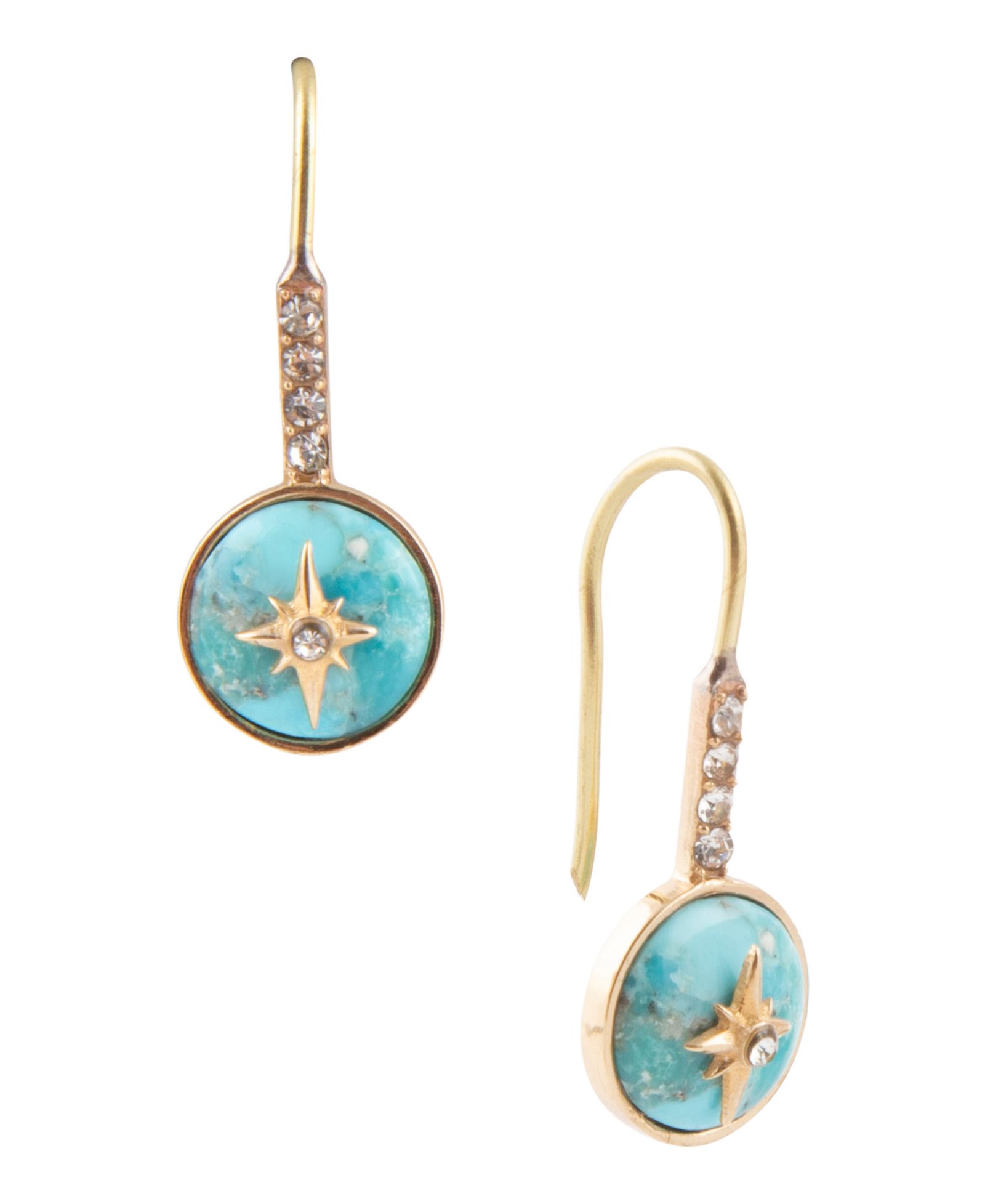 Barse Celestial Blue Turquoise Golden Drop Earrings