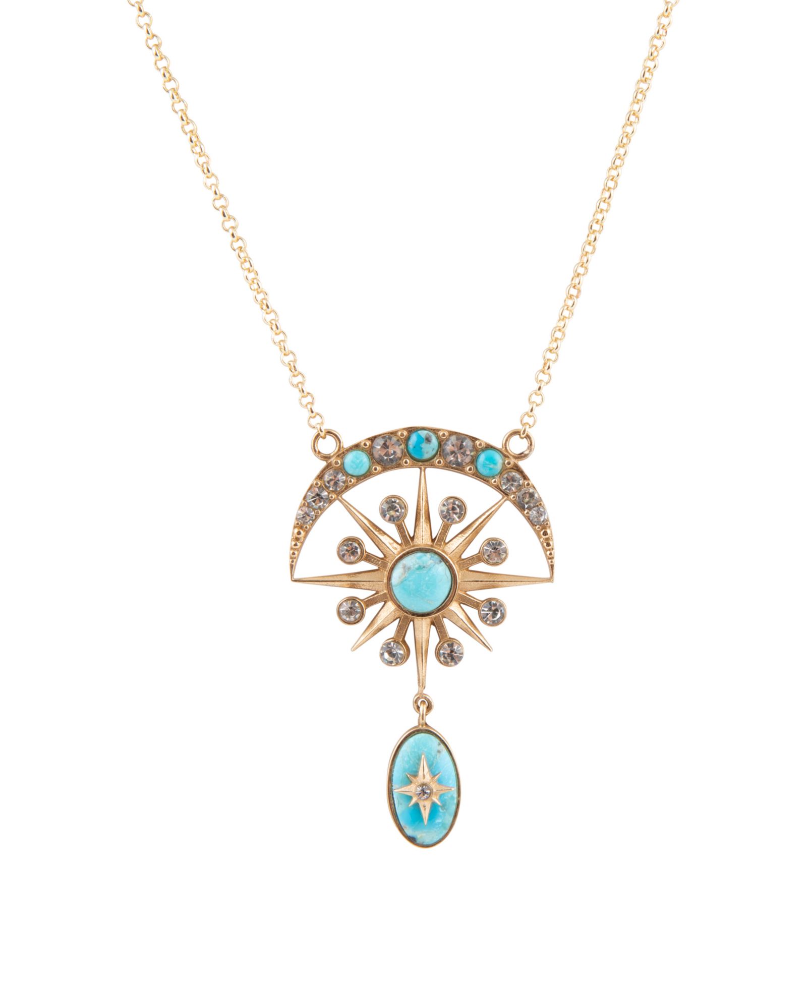 Золотисто-голубое бирюзовое ожерелье Barse Celestial Blue Turquoise Golden Drop