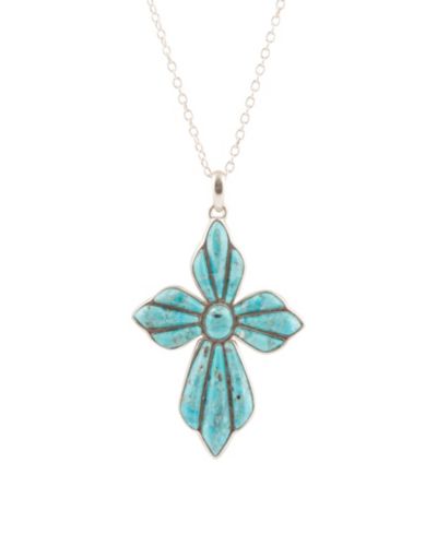 Подвеска Barse Blue Turquoise Cross из стерлингового серебра
