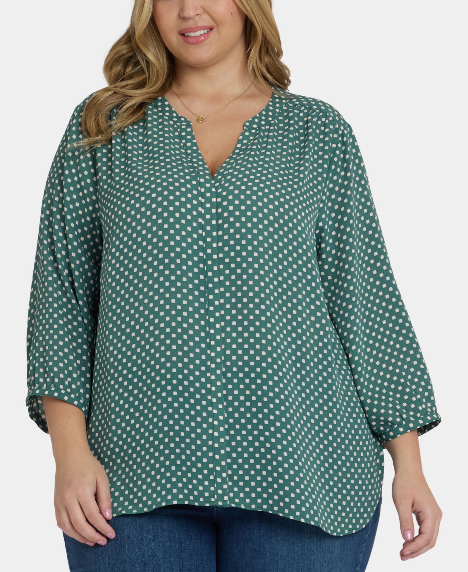 Женский топ NYDJ Plus Size Pintuck 3/4 Sleeve