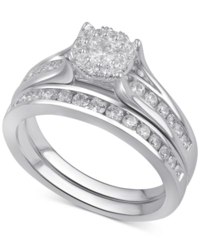 Свадебный набор из двух бриллиантовых колец (1 ct. t.w.) из белого, желтого или розового золота 14k