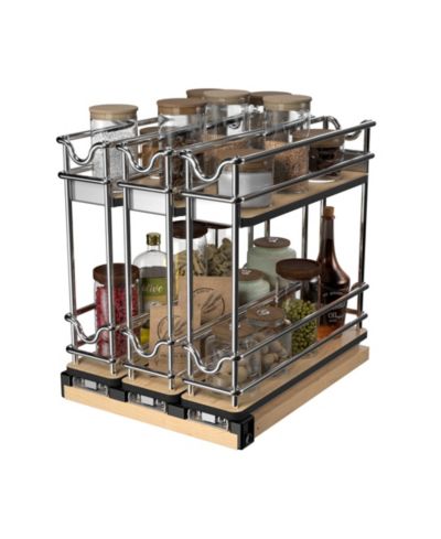 Rev-A-Shelf 9" Pullout Organizer for Cabinets, 2 Tier Upright Shelf, 5WU2-3N1-1
