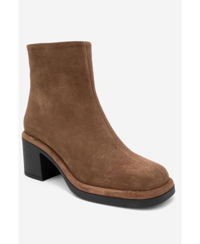 Forever & Always Shoes Женские кожаные ботильоны на блочном каблуке Junae