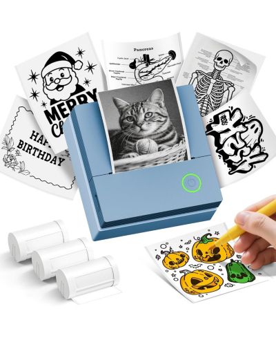SWIFINT бесконтактный принтер для наклеек PM290C с 3 рулонами бумаги, Bluetooth