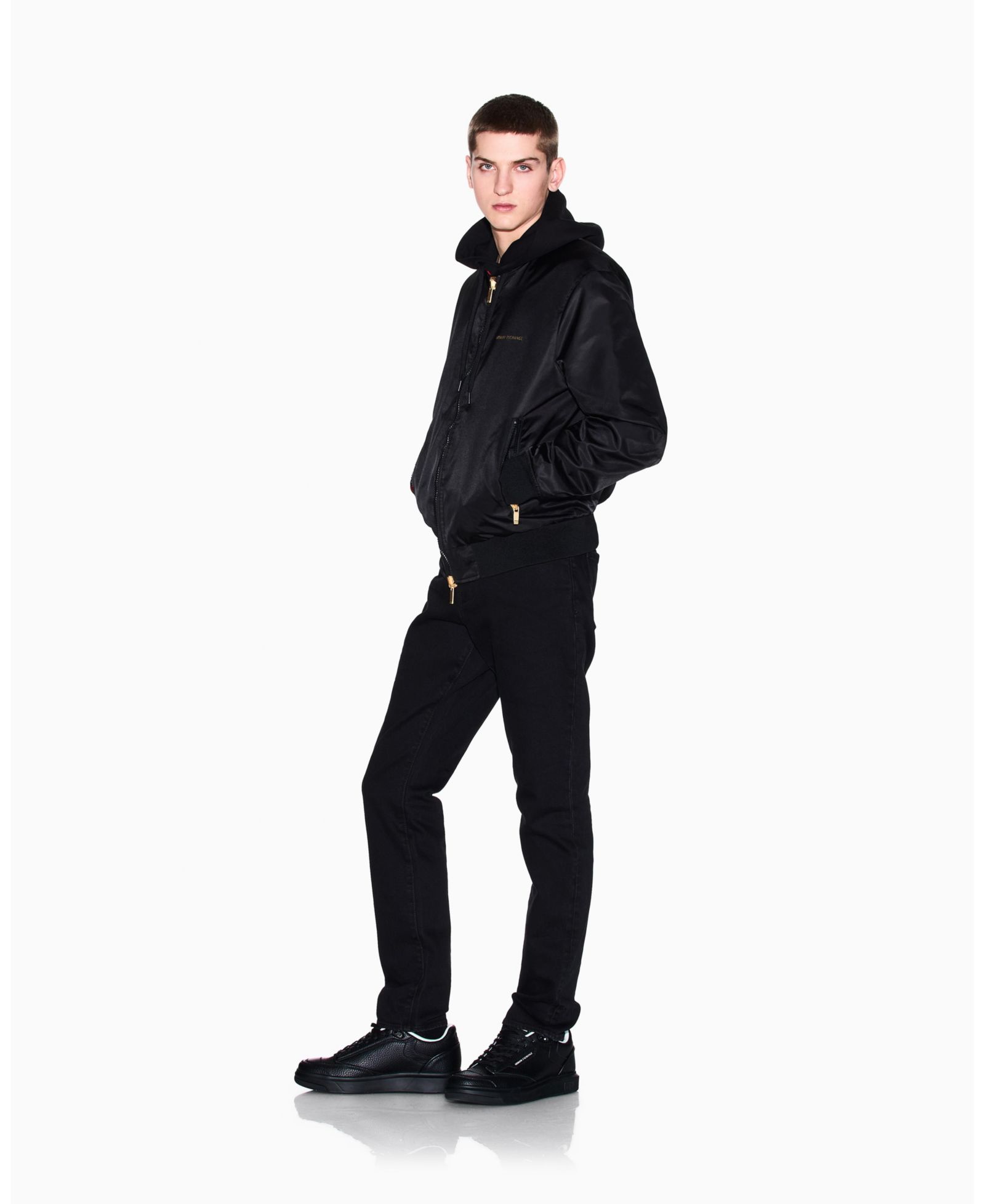 A|X Armani Exchange Men's Black and Gold J14 Slim Denim Jeans
