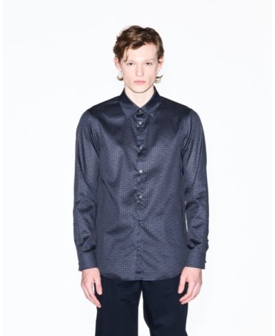 Мужская рубашка A|X Armani Exchange с длинным рукавом и принтом логотипов из хлопка-сатина