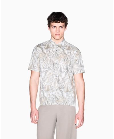 Мужская A|X Armani Exchange IBIZA X Cotton Leaf Print Button Down Shirt