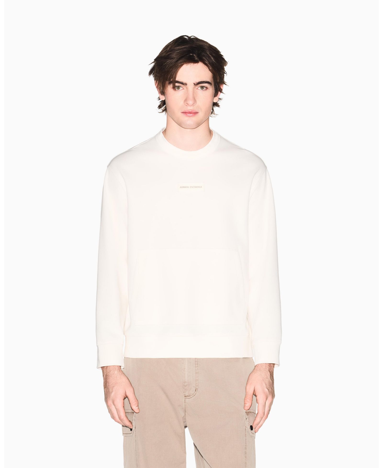 A|X Armani Exchange Men's White Edition Logo Crewneck Sweatshirt