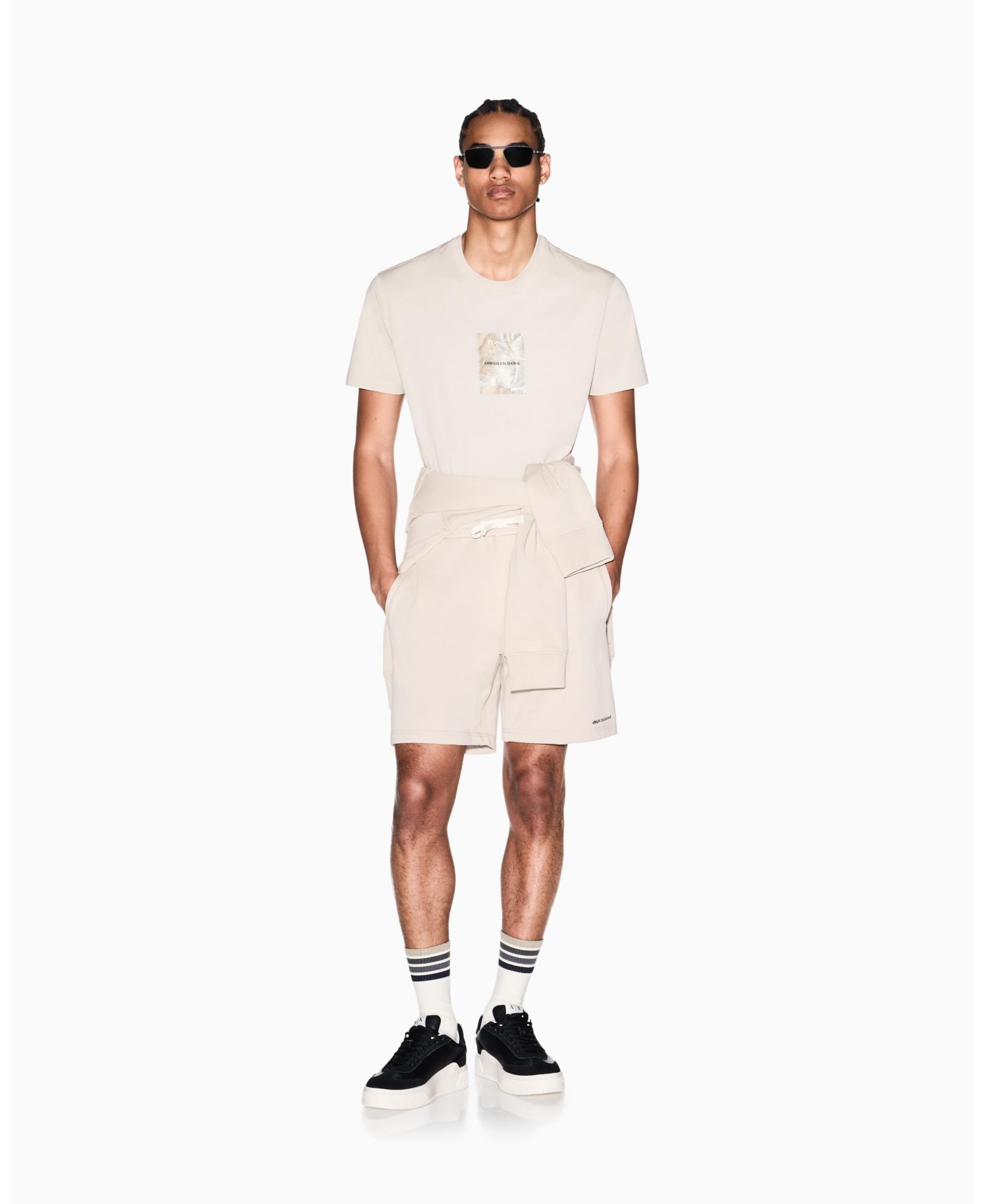 A|X Armani Exchange Men's IBIZA X Leaf Box Print T-Shirt