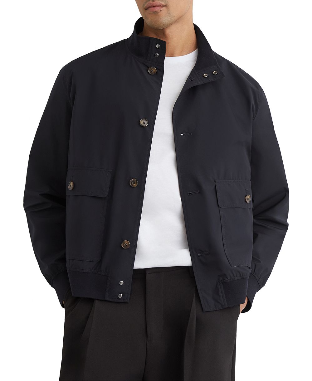 REISS Men's Latent Technical Button-Through Bomber Jacket