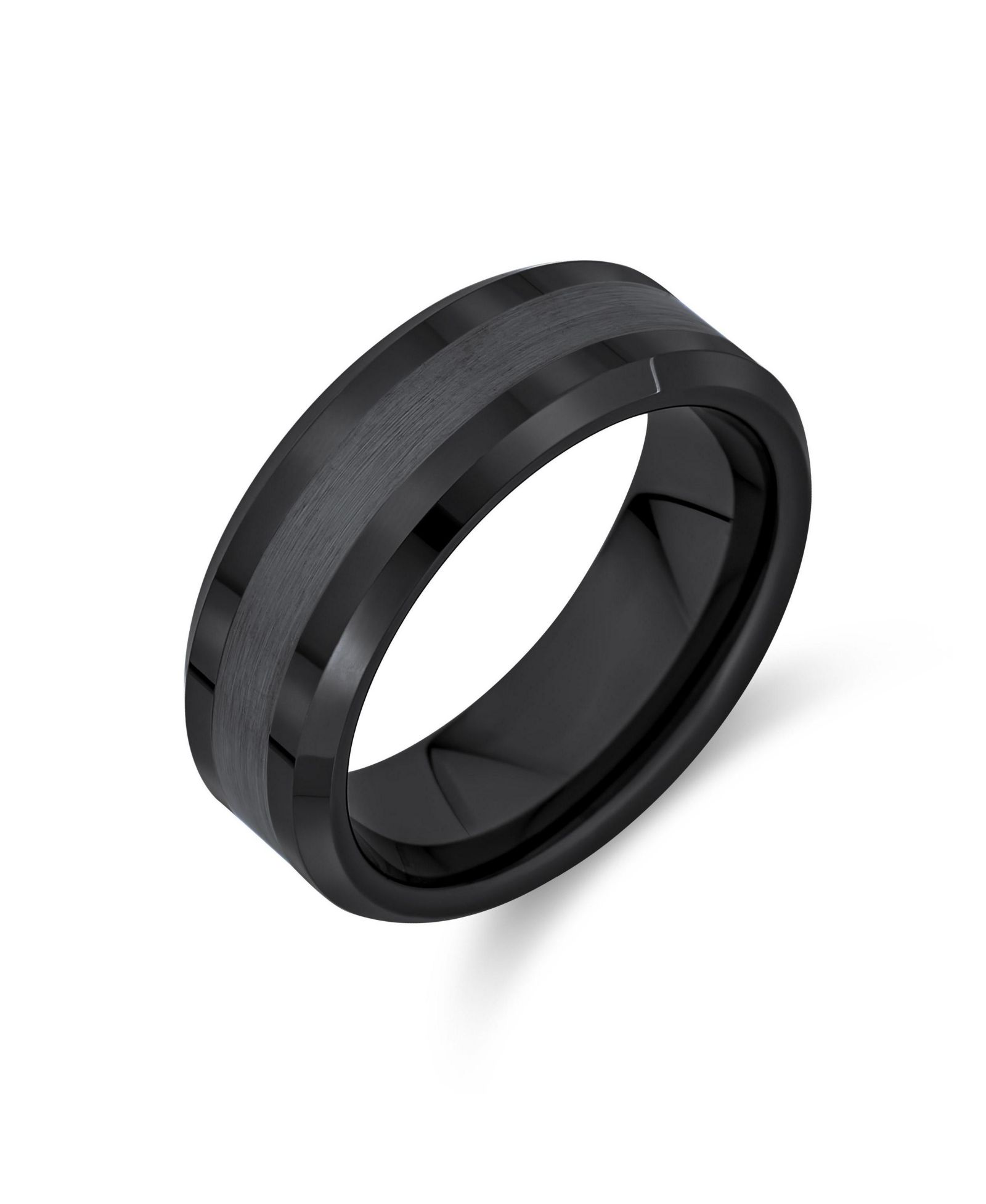 Bling Jewelry Matte Stripe Titanium Wedding Band Ring 8MM