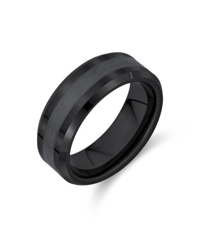 Bling Jewelry Matte Stripe Titanium Wedding Band Ring 8MM