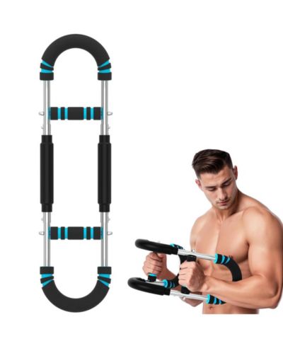 Artudatech Spring Barbell for Home Use, 88lb Adjustable Resistance Arm, Chest & Back Trainer with Steel Spring and Comfort Foam Grips