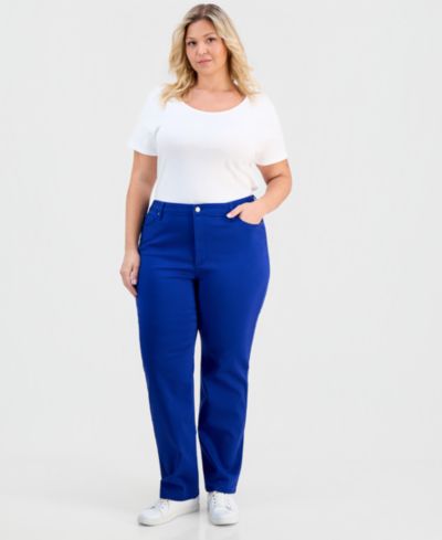 Jones New York Plus Size Lexington High-Rise Straight-Leg Jeans