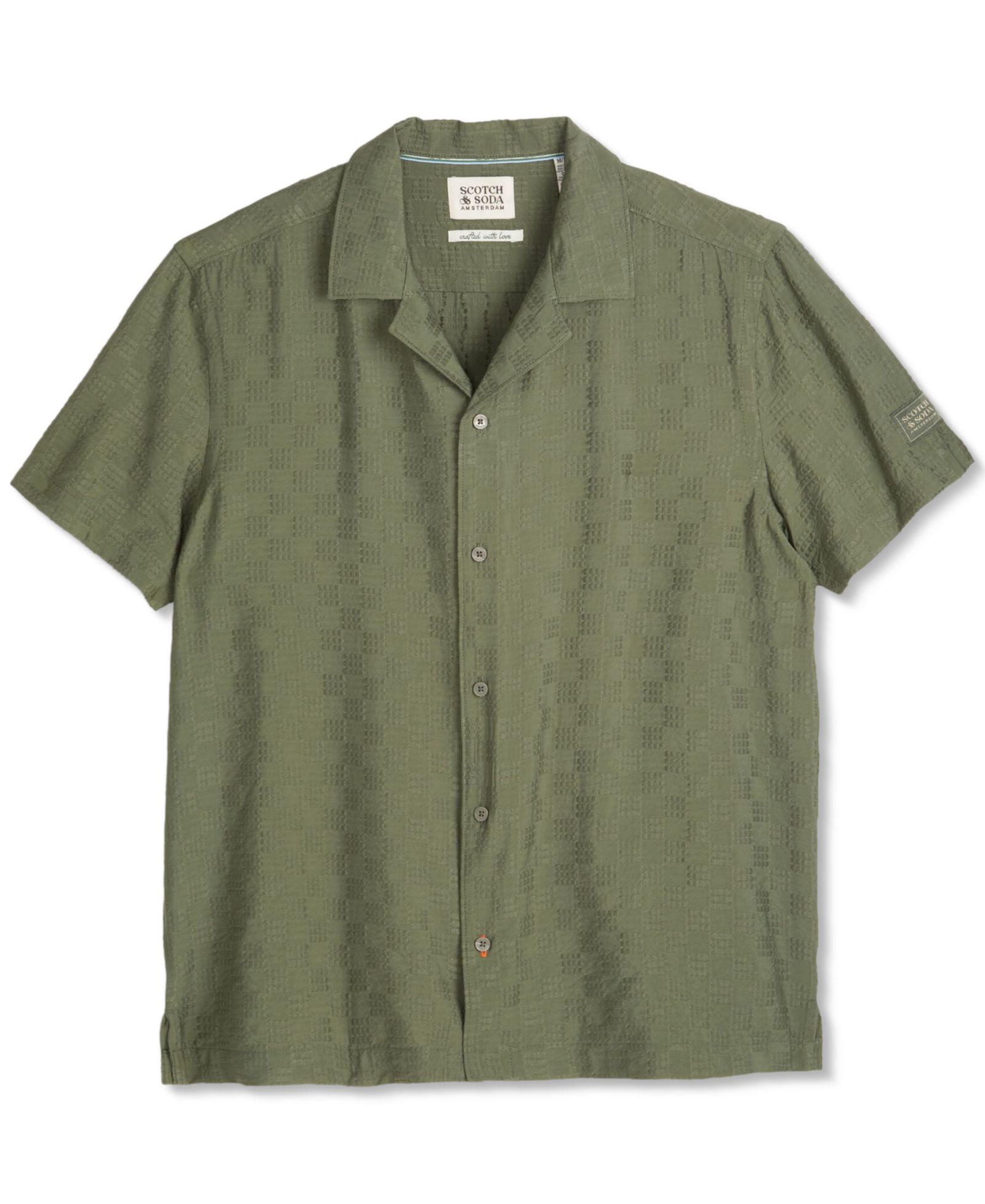 SCOTCH & SODA Men's Dobby Check Print Collared Shirt