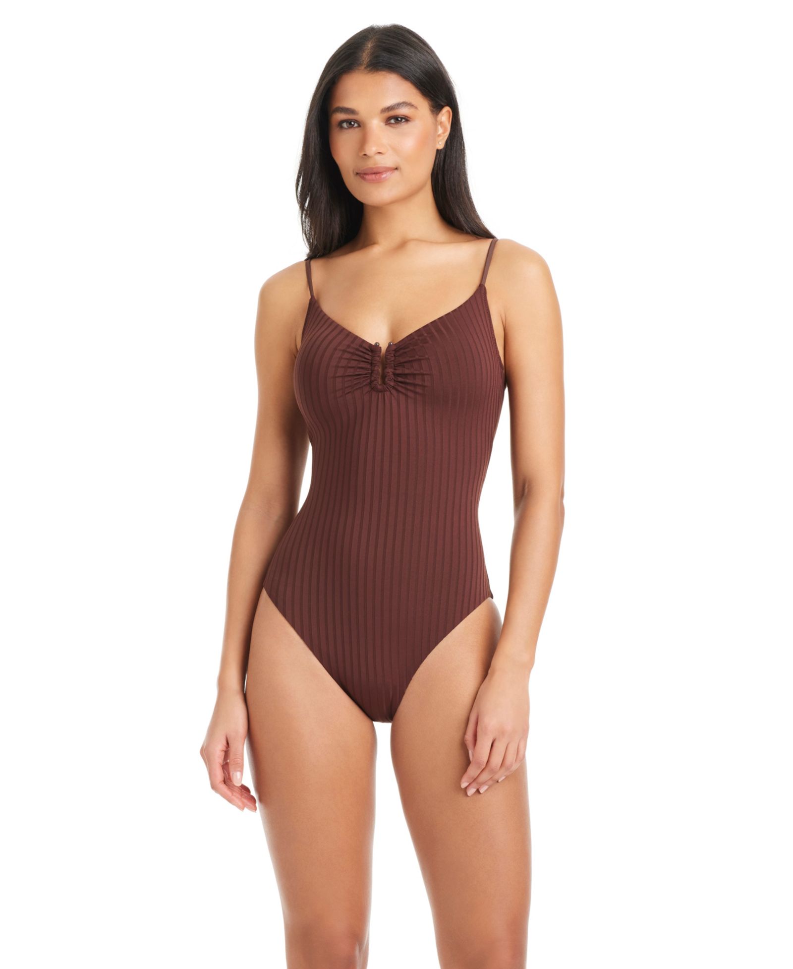 Sanctuary Women's Refresh Ribbed V-Neck One-Piece Swimsuit