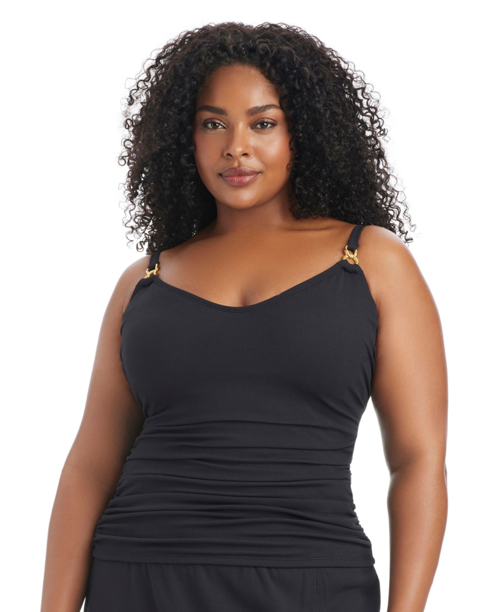 Bleu by Rod Beattie Plus Size Pique Ole Scoop Neck Tankini Swim Top