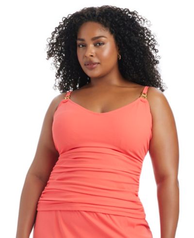 Bleu by Rod Beattie Женский топ танкини Pique Ole с круглым вырезом, Plus Size