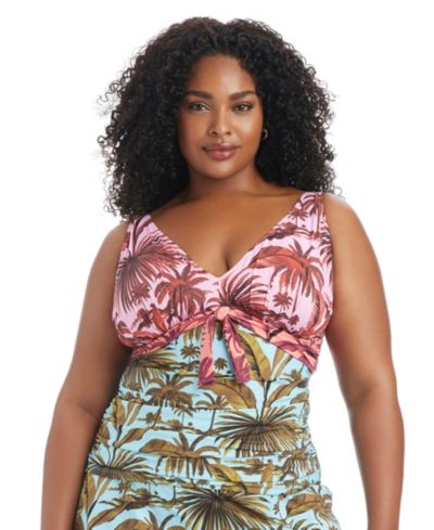 Женский танкини Bleu by Rod Beattie Plus Size White Lotus с халтер-воротником