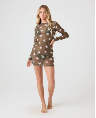 Roxy Women's Printed Mesh Swim Cover-Up Dress