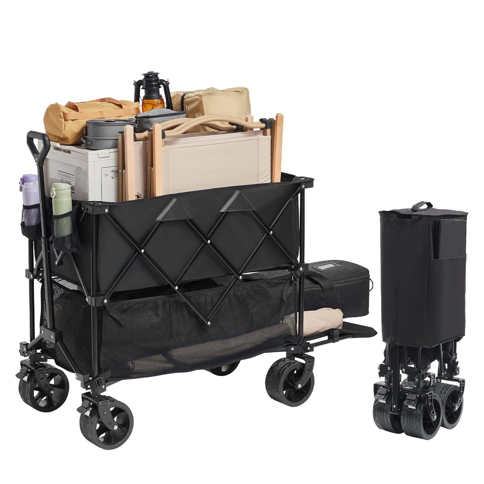 SUGFIT 400L Double Decker Wagon with Extended Handle & Heavy-Duty Frame