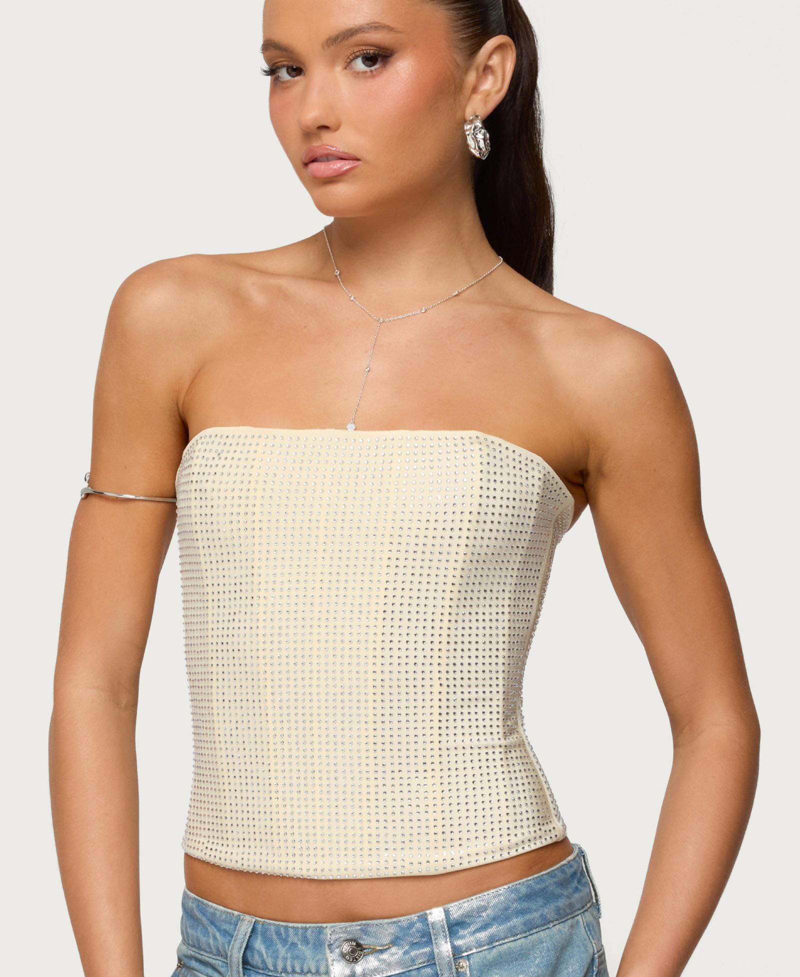 Edikted Women's Vezza Strapless Rhinestone Corset