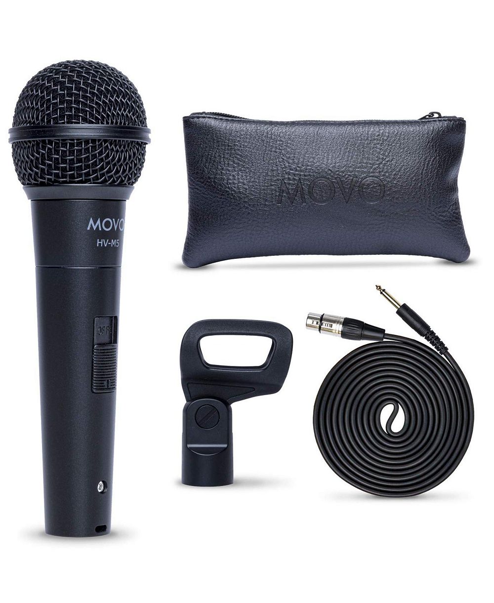 Movo HV-M5 Dynamic Cardioid Vocal Microphone with Internal Shockmount and Windscreen - XLR Compatible Dynamic Mic with 6.35mm Adapter - Professional