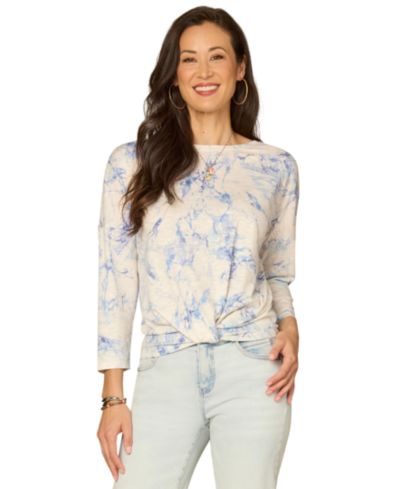 Женский топ Democracy Petite Boat Neck Floral Embroidered