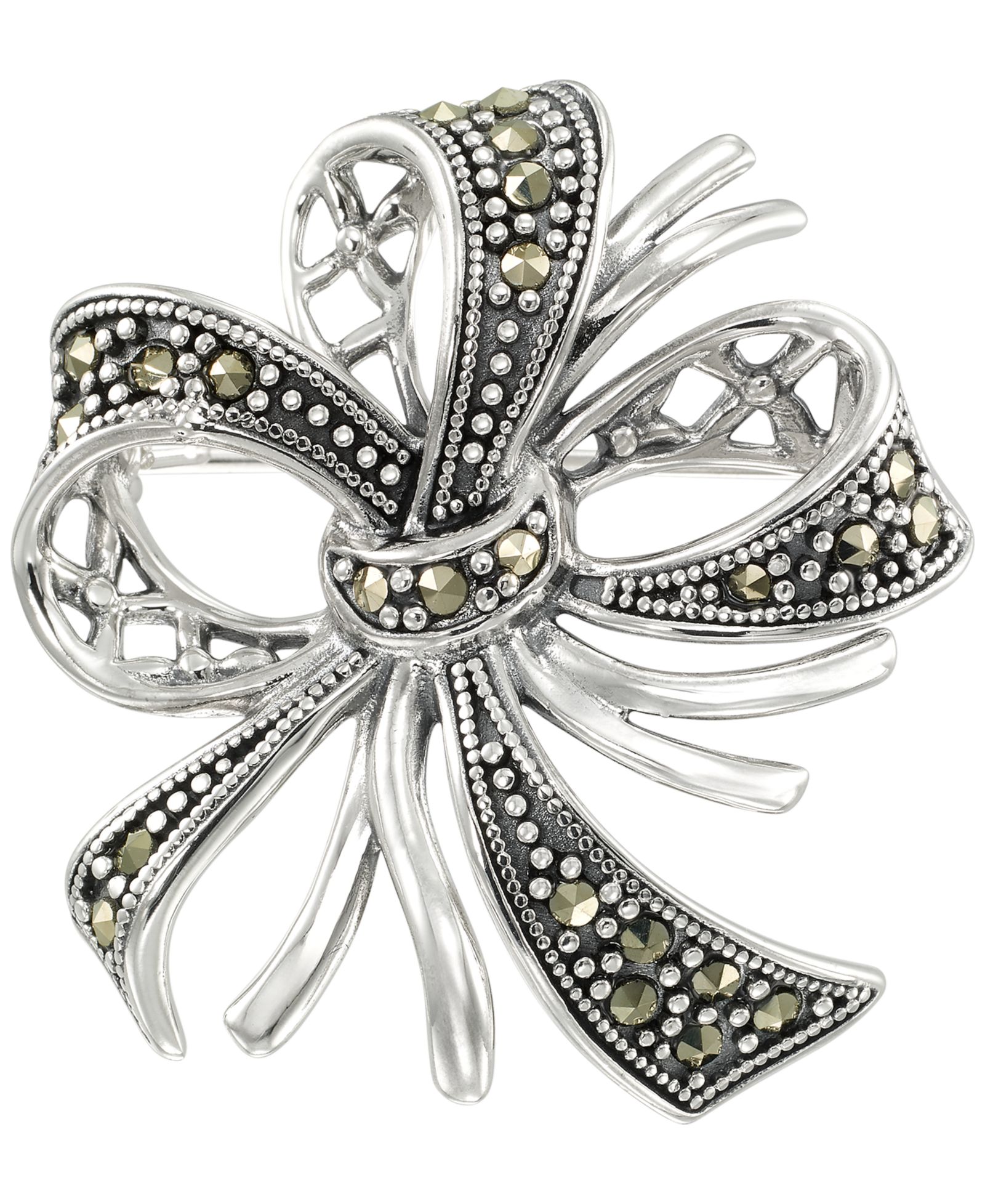 Macy's брошь Marcasite (0.34 ct. t.w.) Bow в Sterling Silver