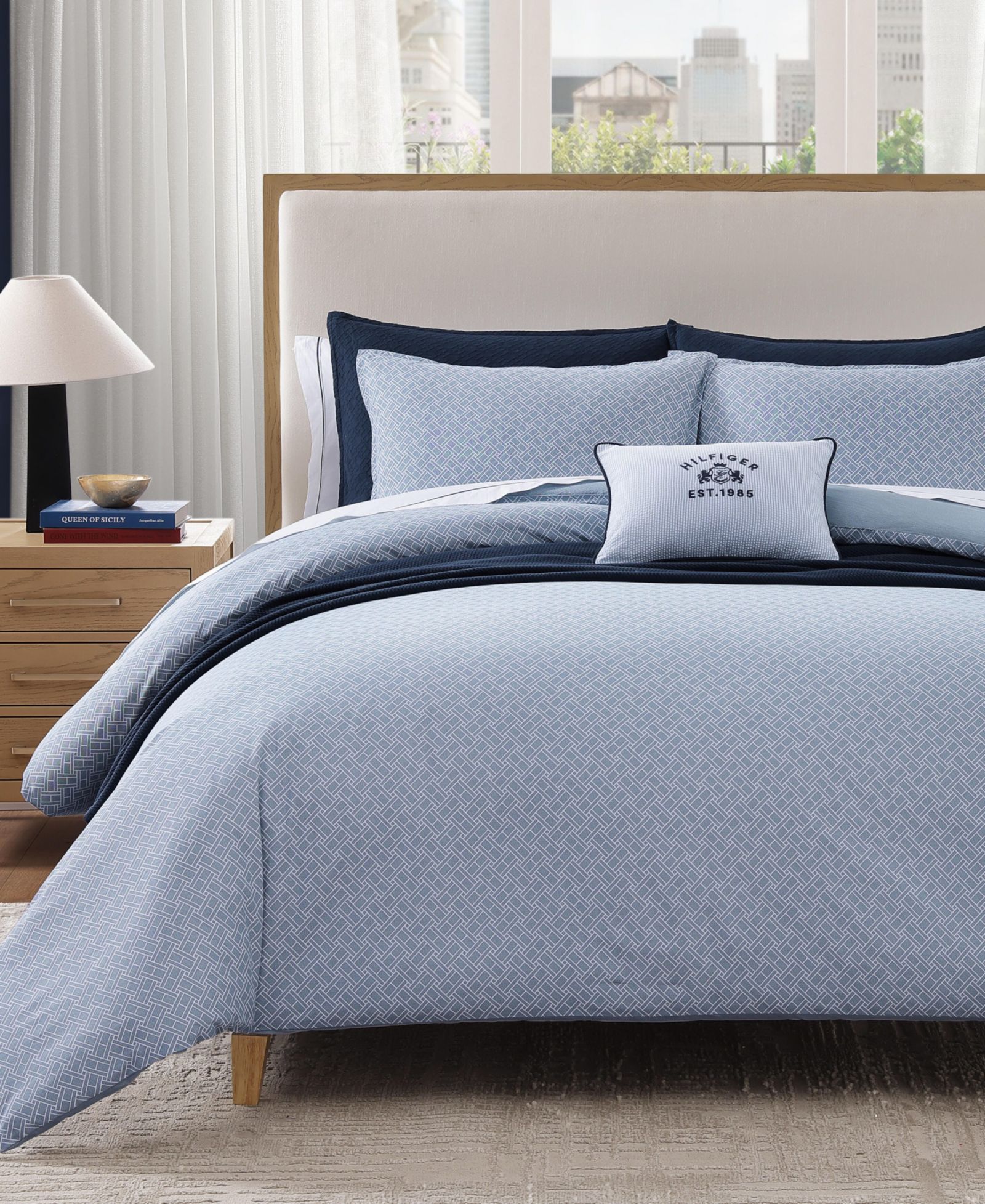 Tommy Hilfiger Trellis Flag Texture 3-Piece Comforter Set, Full/Queen