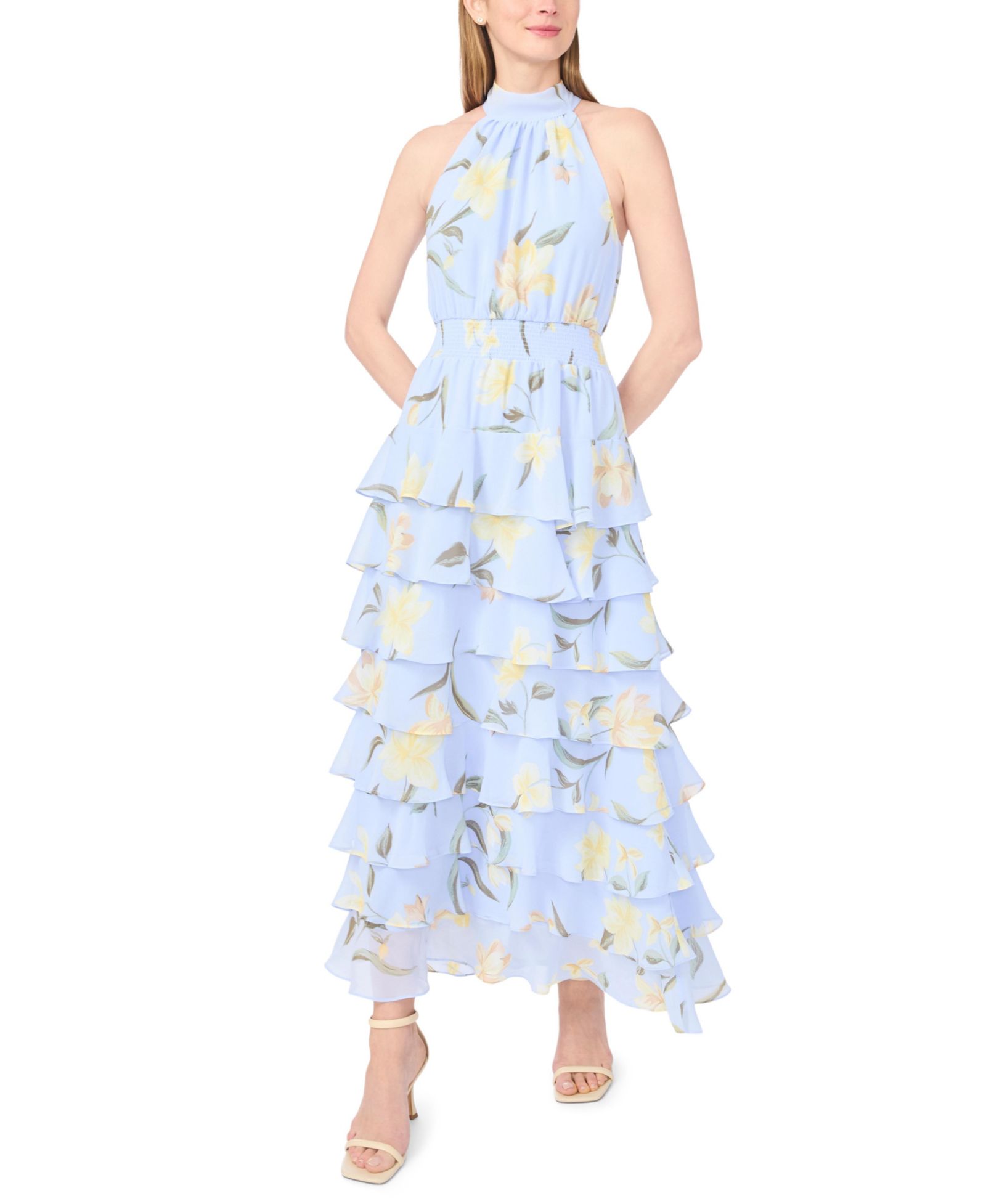 Женское макси-платье 1.STATE Collared Neck Tiered Maxi Dress