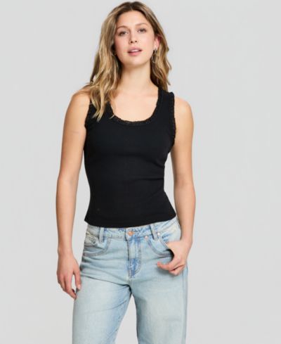 And Now This Women's Crocheted-Trim Ribbed Tank Top, Macy's Exclusive